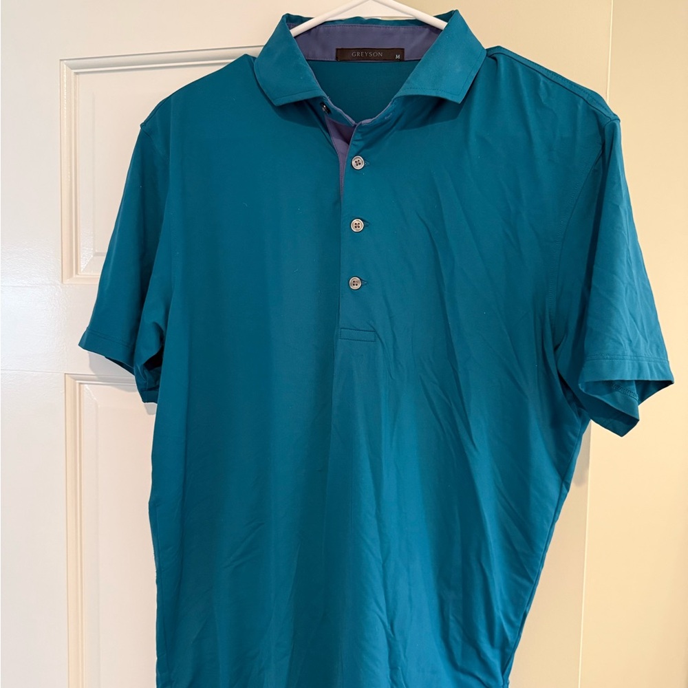 Greyson Men’s Teal-Blue Short-Sleeve Polo